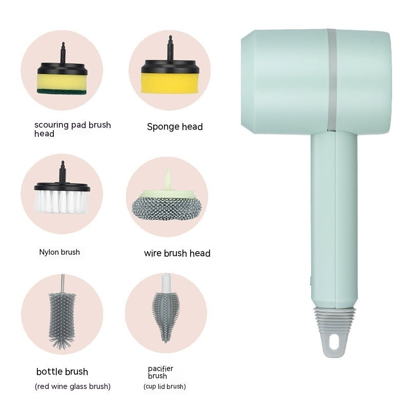 Cordless Electric Spin Scrubber – USB Rechargeable Multi-Head Cleaning Brush
