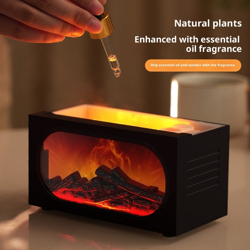 3D Flame Fireplace Aroma Diffuser – LED Humidifier with Remote Control