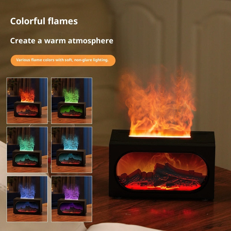 3D Flame Fireplace Aroma Diffuser – LED Humidifier with Remote Control