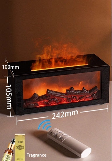 3D Flame Fireplace Aroma Diffuser – LED Humidifier with Remote Control