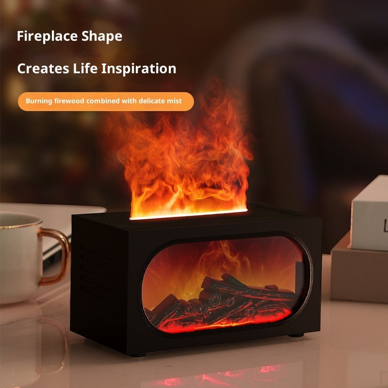 3D Flame Fireplace Aroma Diffuser – LED Humidifier with Remote Control